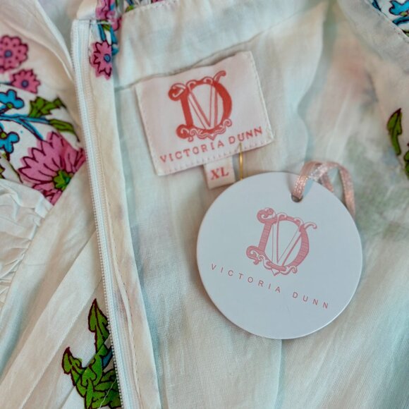 Victoria Dunn White Block Print Ruffle Belted Capri Mini Dress Size XL - Picture 4 of 16